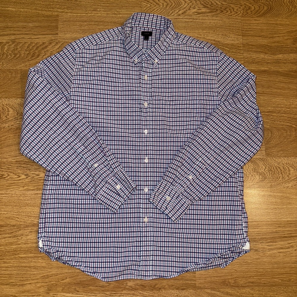J. Crew Shirt Men's XL Multicolor Check Pattern Long Sleeve Button Down Preppy - Picture 2 of 8